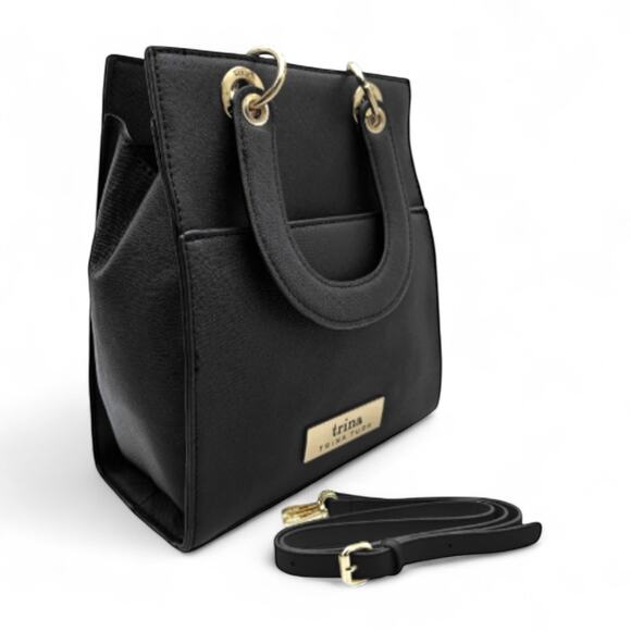 Trina Turk Crossbody Tote Black Double Handle New With Tags - Picture 1 of 9